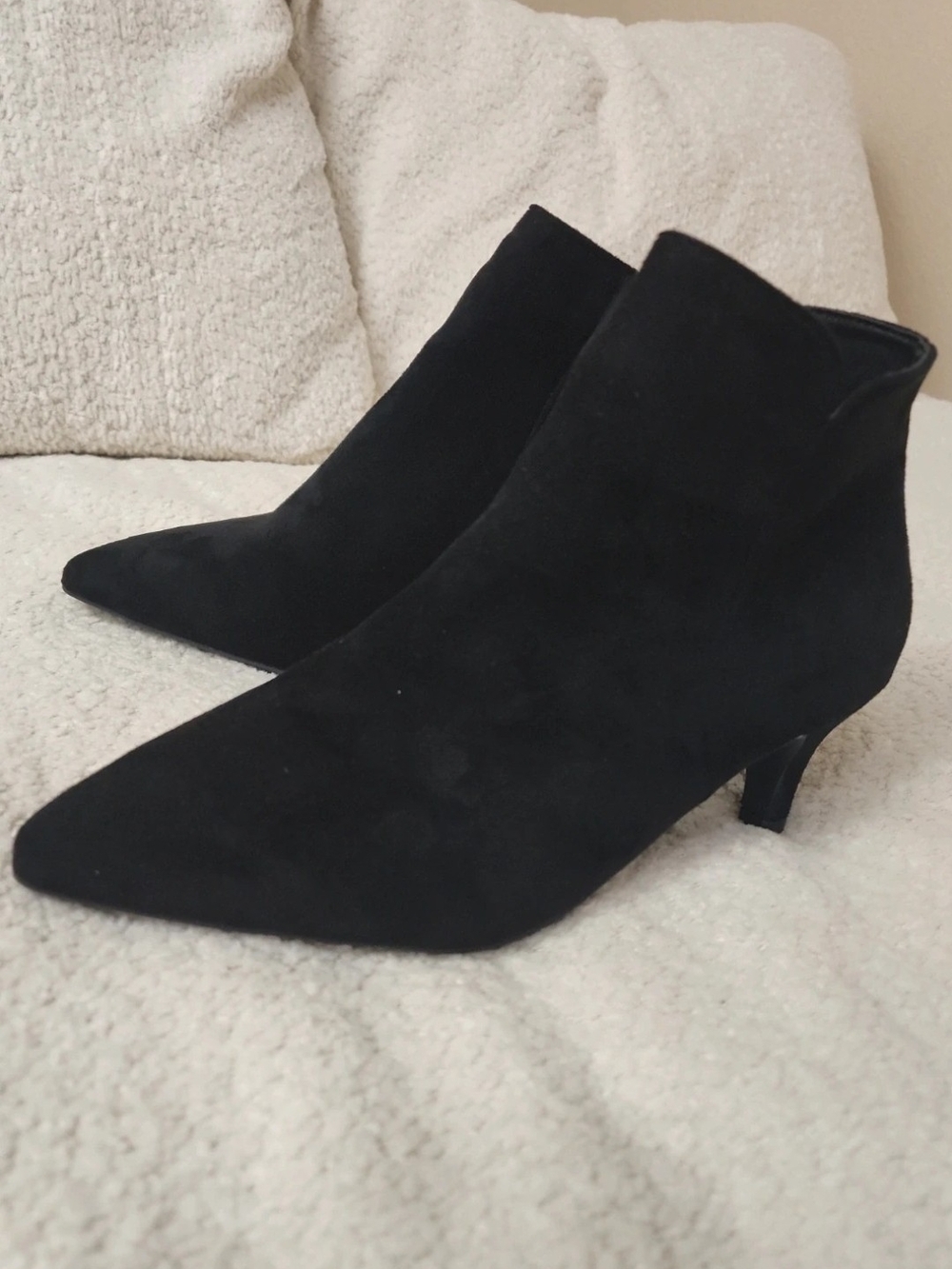 Amazon Black Suede Pointed-Toe Ankle Booties